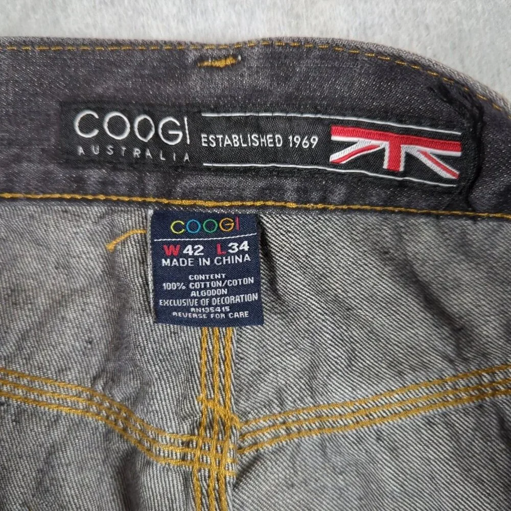 Coogi Jeans Mens 42x34 (Actual 40x32) Black Embroidered Baggy Hip Hop Y2K - Picture 2 of 11